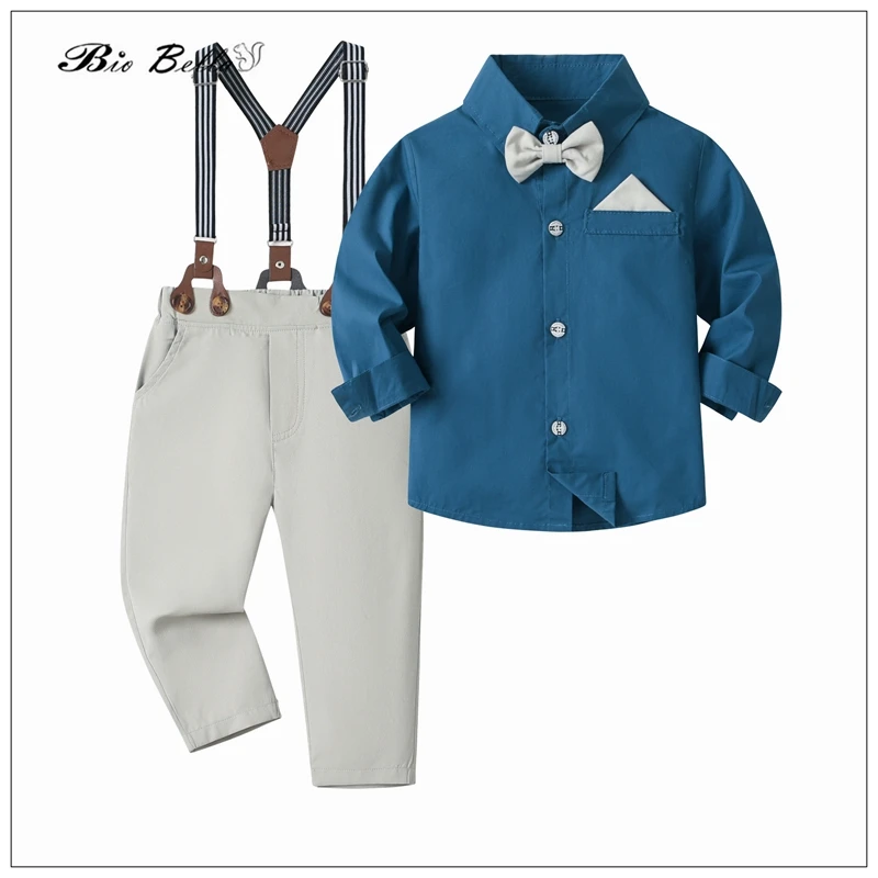 

Baby Boy Autumn Spring Clothes Suit Soild Handsome Elegant Infant Wedding Birthday Hall Gown Xmas Birthday Boys Outfits Set 2024