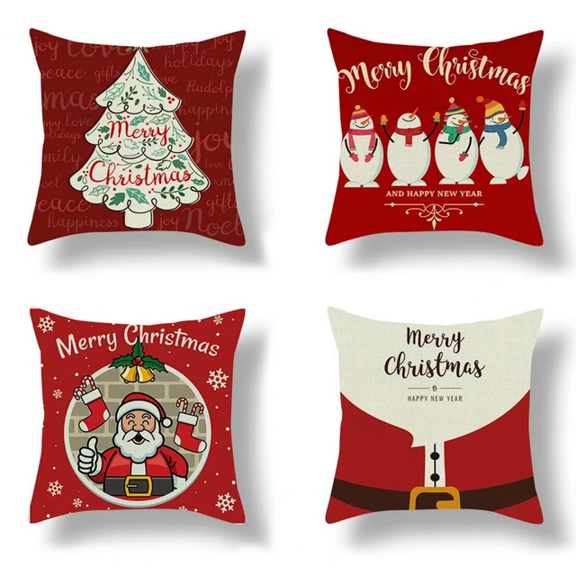 Set of 2 Red Beaded Joy and Noel Christmas Throw Pillows 19