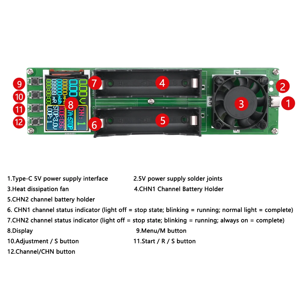 18650 Lithium Battery Capacity Tester 2/4CH Automatic Internal