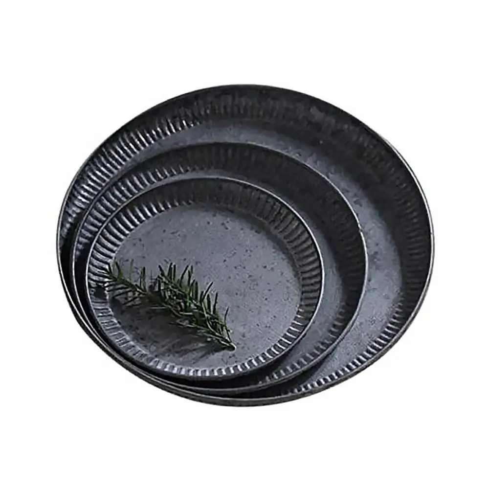 Old Iron Art Storage Plate Vintage Iron Plate Round Wrought Storage Tray Dessert Cake Dried Fruit Home Kitchen Decor