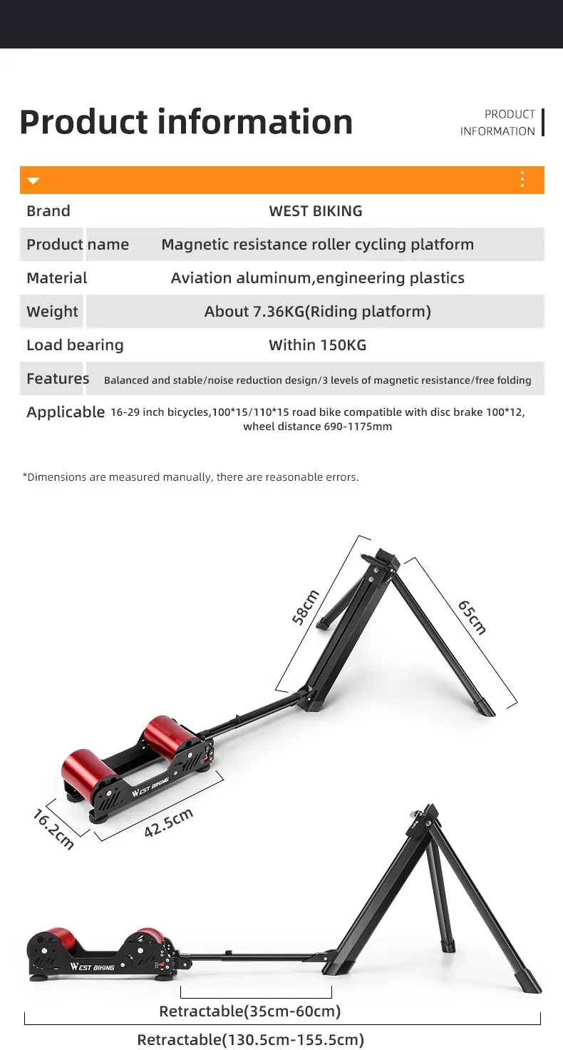 Description Picture 4 of itemWEST BIKING Bicycle Trainer Daily Exercise Magnetic Resistance Roller Training Stand Road MTB Home Bike Roller Cycling Parts