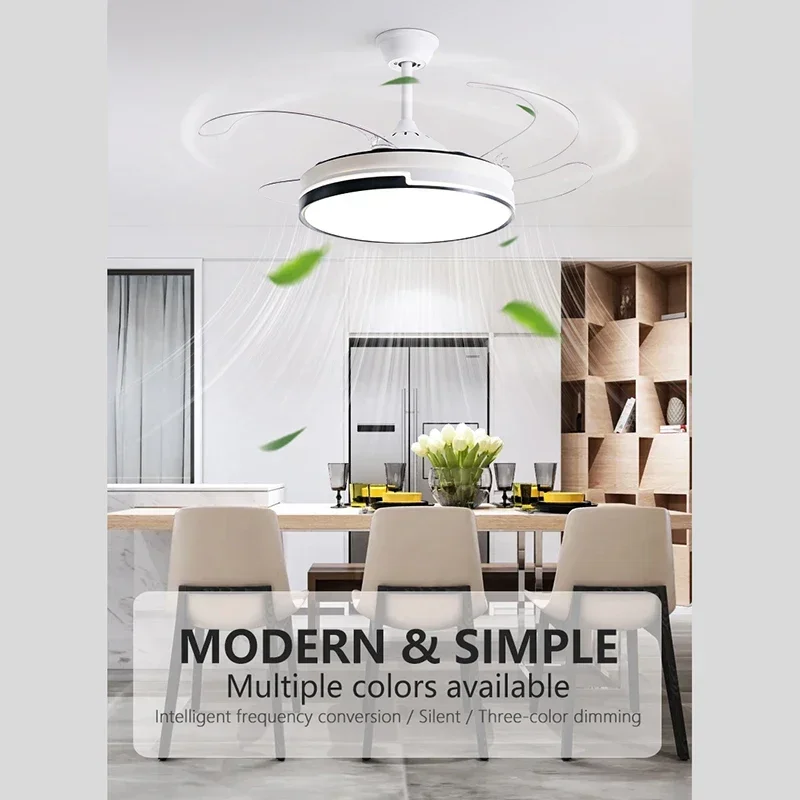 

Modern and Minimalist Household 220V Invisible Ceiling Fan Lamps Bedroom Living Room Dining Room Study LED Pendant Light