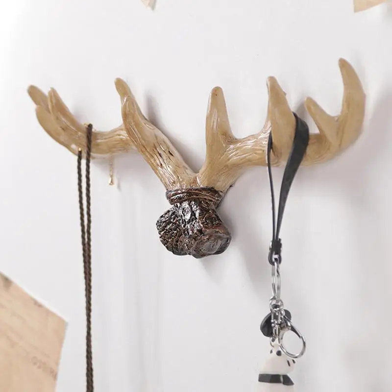 

Antler Key Hooks Resin Antler Hanger Animal Shaped Key Coat Hat Hooks Plastic Home Decoration Black White Grey Heavy Duty Items