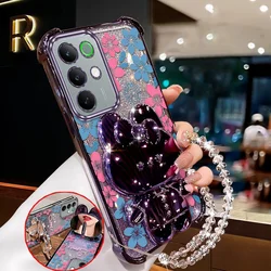 Bright Flowers Phone Case Set with Lanyard and Stand - 3 Piece Set for Realme C53 (India) (PURPLE)