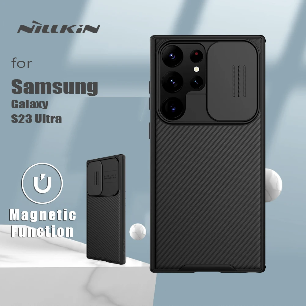

Чехол для Samsung Galaxy S23 Ultra Nillkin, Тонкий Магнитный защитный чехол для камеры, тонкая задняя крышка для Samsung S23 Ultra