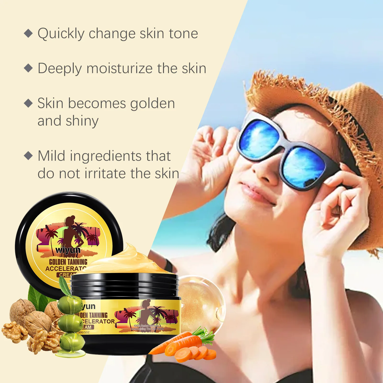 Tanner Accelerator Cream Face Body Long Lasting Bronzer Dark Skin Tone Nourishing Natural Sunbeds Outdoors Self Tanning Lotion