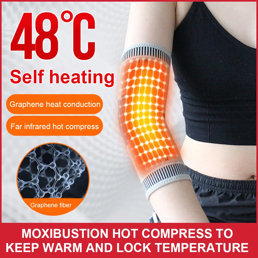 Self Heating Elbow Support Pads Arm Compression Support Elbow Sleeve Protector For Tendonitis Tennis Outdoor Activities 2 Pcs