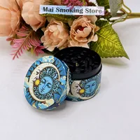 1.6/2/2.5inch Moon Herb Grinder Boho Sun 4-layer Manual Salt Spice Mill Pepper Mortar Tobacco Grass Raw Grinder Smoking Tool 2