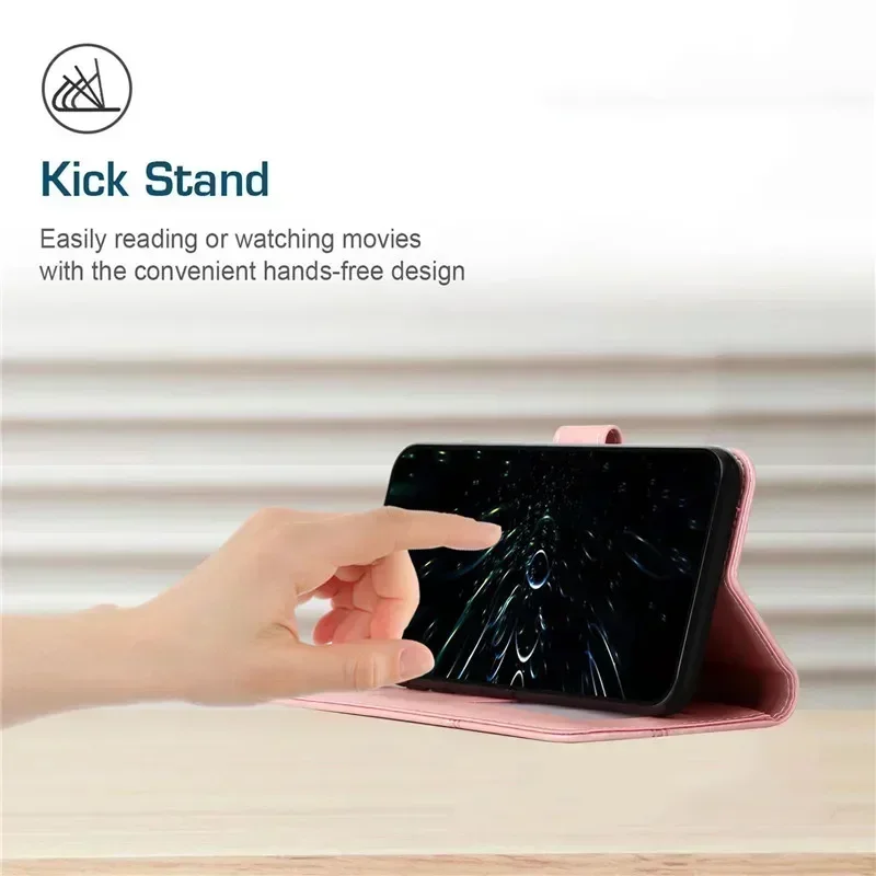 Leather Flip Phone Case with Magnetic Stand and Wallet Feature