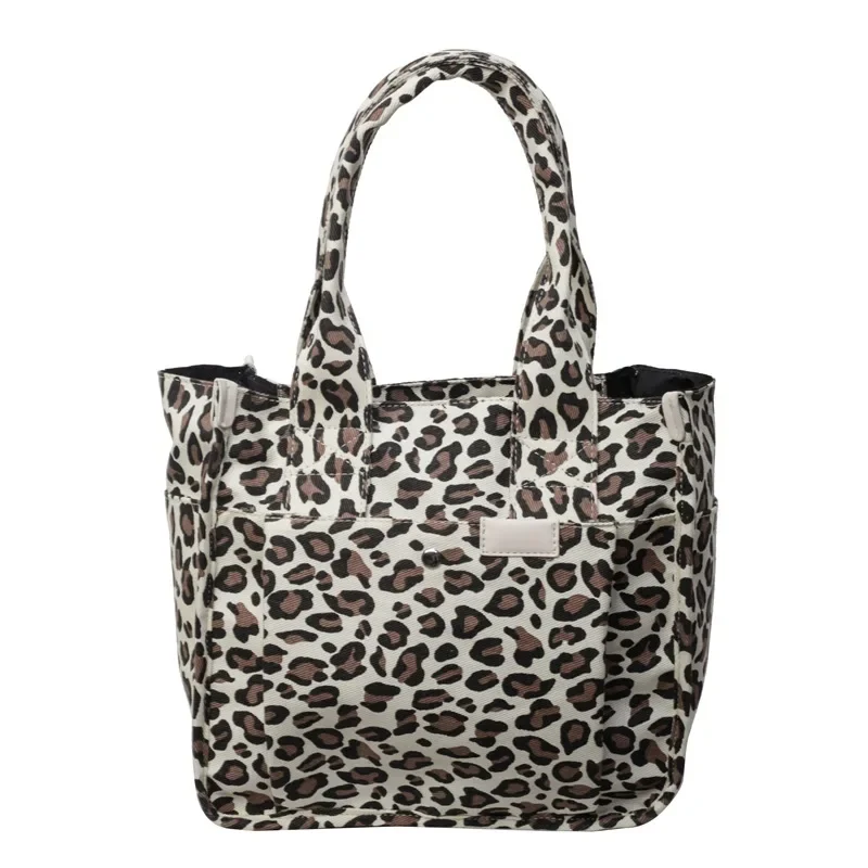 Bolso de hombro con estampado de leopardo para mujer, popular, bolso de lona para la axila, bolso de mano de gran capacidad