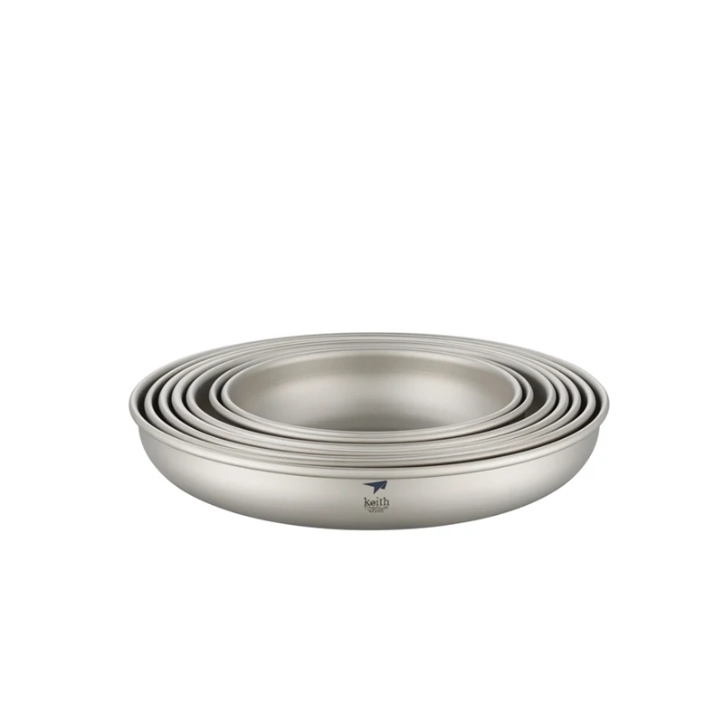 Keith Camping Tableware Titanium Plate Dinner Dish Ultralight Outdoor Travel Picnic Dinnerware Titanium Saucer 150ml-450ml 4