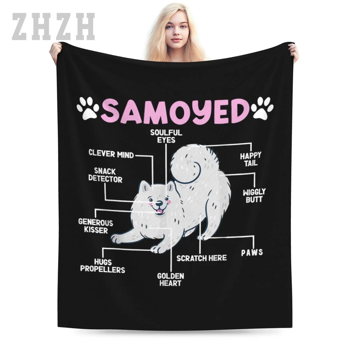 

Одеяло, самоид, собака, самоид, влюбленный, владелец самоида, фланелевый многофункциональный чехол для дивана для кемпинга на открытом воздухе, сохраняет тепло