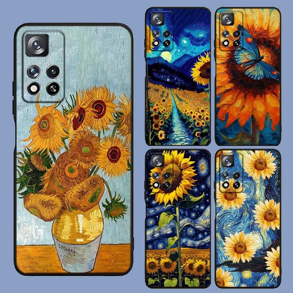 Custodia Per Telefono Van Gogh Girasoli Per Samsung Galaxy A13,A21S,A22,A31,A32,A52,A53,A71,A80,A91 Soft Black Cover