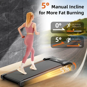 Under Desk Treadmill, Incline Walking Pad Treadmill 330lbs Capacity, 2.5HP Portable Treadmills for Home, Compact Treadmill Mini 6