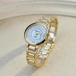 Elegant Ladies Luxury Timepiece with Classic Aesthetic and Alloy Steel Band (Ivory)