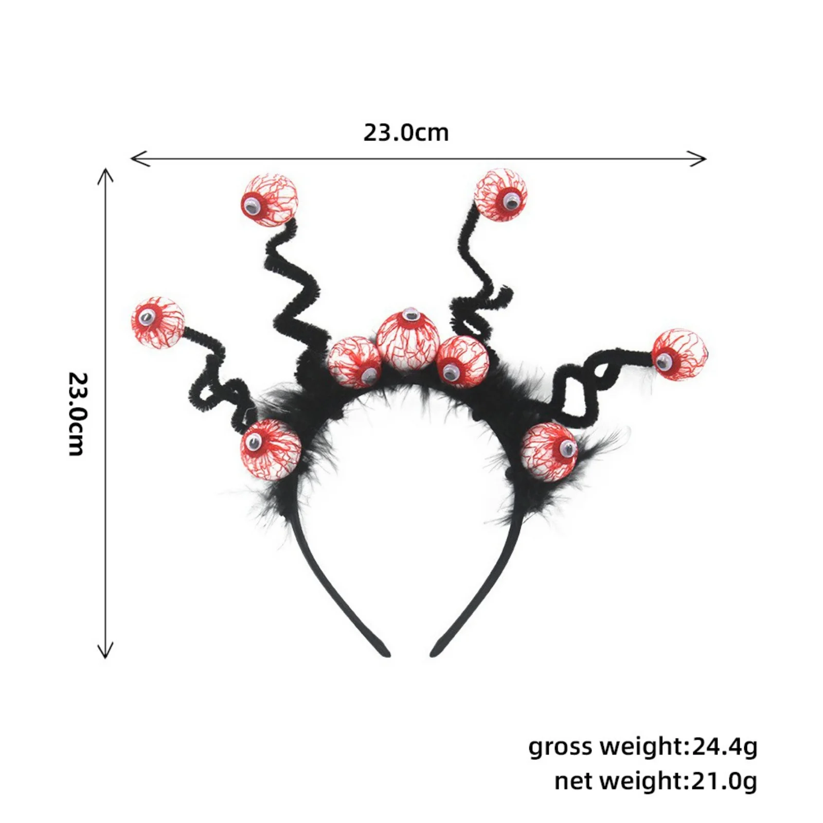 1PC Halloween Horror Eyeball Headband, 23cm Spooky Hair Accessory With Furry Decor, Perfect For Cosplay