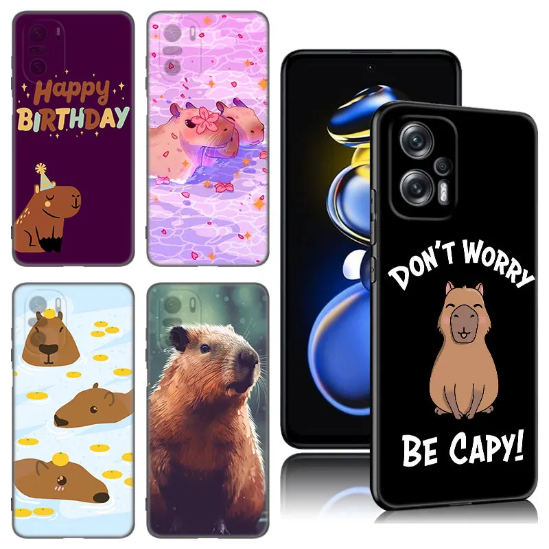 Custodia Per Telefono Capybara Cartoon Per Xiaomi Poco X3 X4 Nfc F5 M2 M3 M4 M6 X5 Pro F3 F4 Gt 5G C31 C55 M5S Cover In Silicone Nero