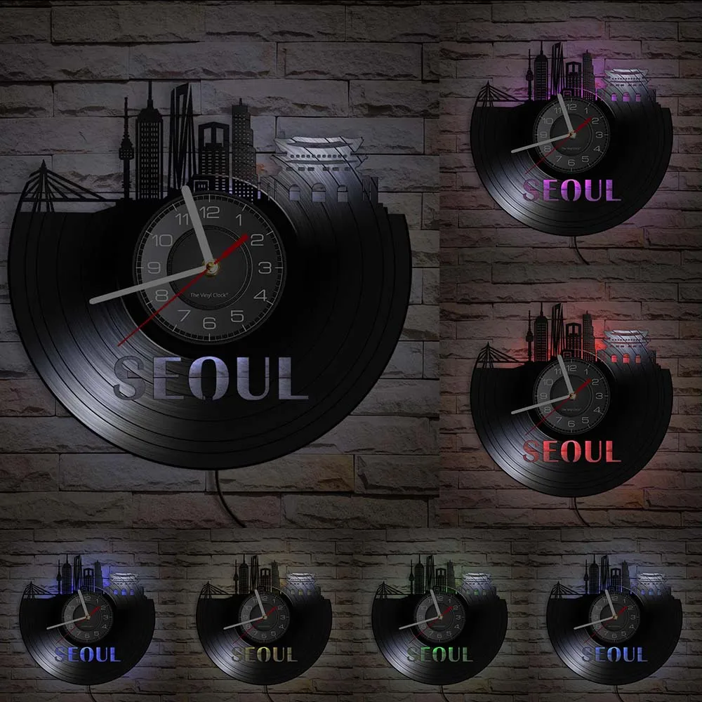 Seoul Architecture Wall Decor Home Decorative Wall Clock Handmade Seoul Vinyl Record Wall Clock South Korea Seoul Travel Gift 6