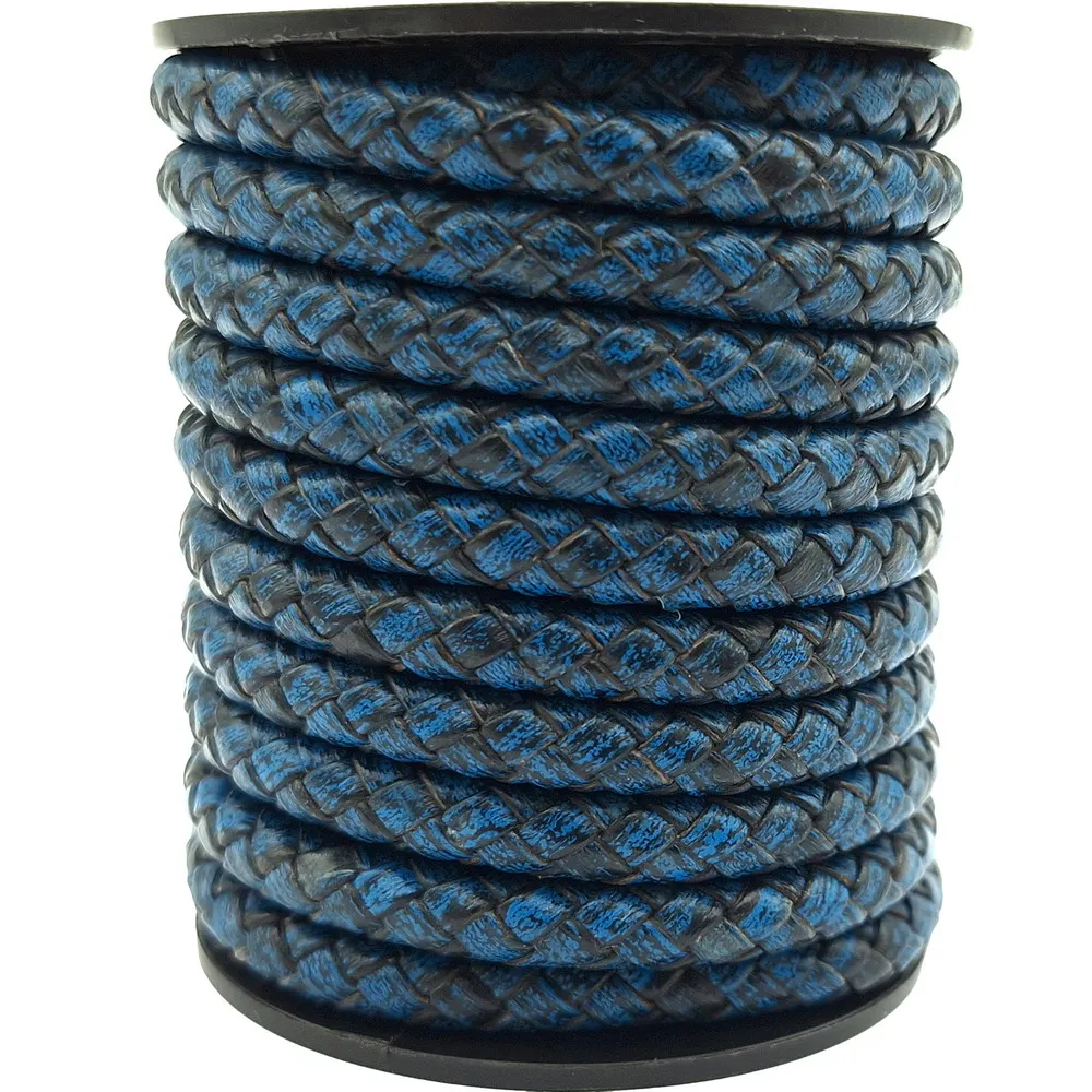 

Старинные королевский синий 6 мм плетеные кожаные шнуры для изготовления браслетов