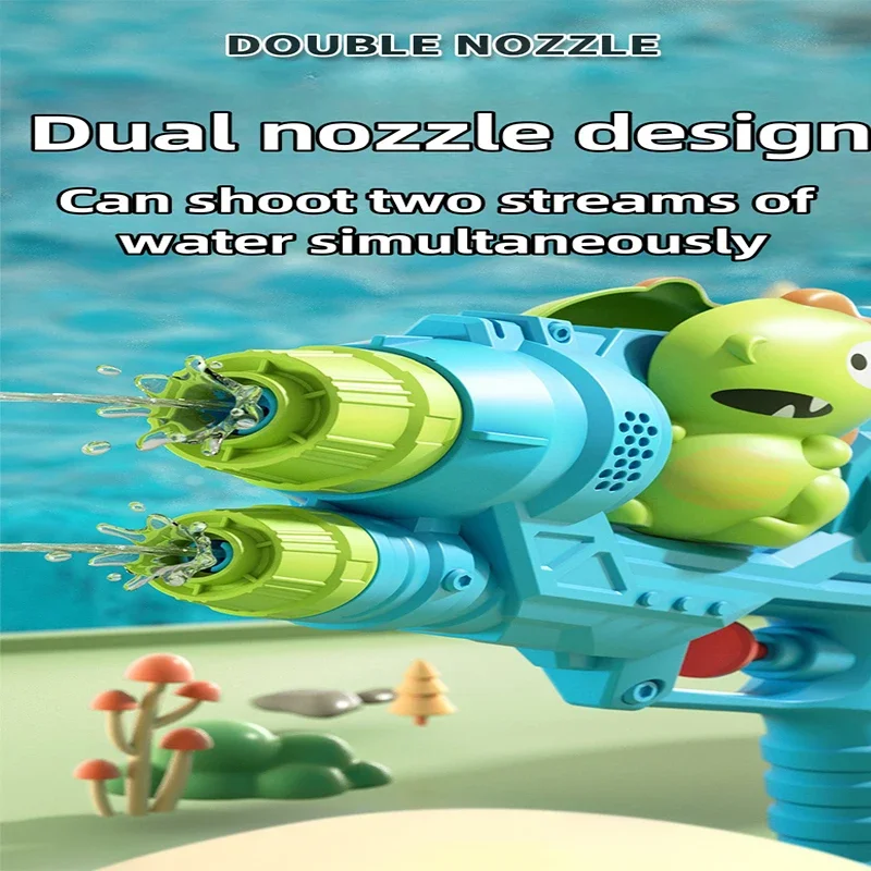 Cartoon Animal Water Gun Summer Pool Toy Double Nozzle Water Gun Dinosaur Press Type Watergun Unicorn Water Spray Toy 5