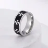 EUEAVAN Stainless Steel Jesus Cross Men Ring Black 8MM Wide Punk Hip-hop  Finger Rings Religious Christian Prayer Amulet Jewelry 3