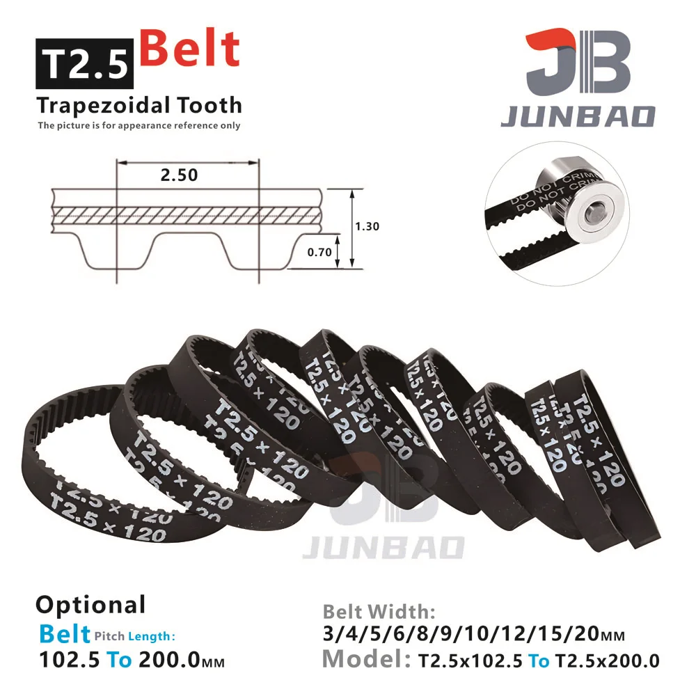 

Trapezoidal Tooth T2. 5 Timing Belt Pitch Length LP=102.5 To 200.0MM Width 3 4 5 6 8 9 10 12 15 20MM Synchronous Teethed Belt