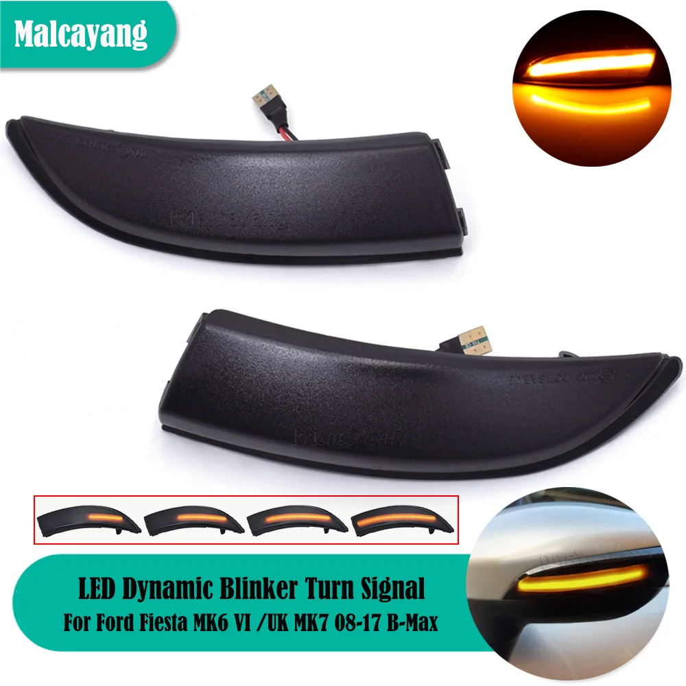 2 Pezzi Indicatore Di Direzione Dinamico Specchietto Laterale Indicatore Sequenziale Lampeggiante Per Ford Fiesta Mk6 Vi /Uk Mk7 B-Max Car Styling