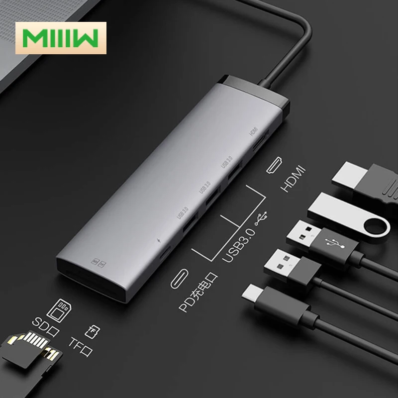 컴퓨터 프로젝션 분배기에 대 한 MIIIW Usb 허브 휴대용 사무실 고속 도킹 Type c 다기능 7in1 4k 샤오미 Usb ...