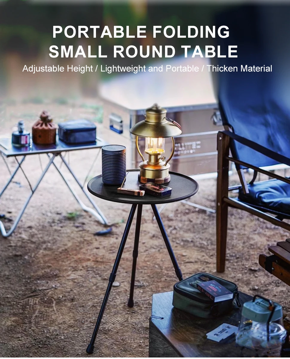 Description Picture 2 of itemWESTTUNE Camping Round Table with Light Stand Ultralight Portable Folding Table with Adjustable Legs for Picnic Indoor/Outdoor