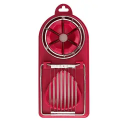 Dual-Function Stainless Steel Egg Cutter & Divider (Wine Red)