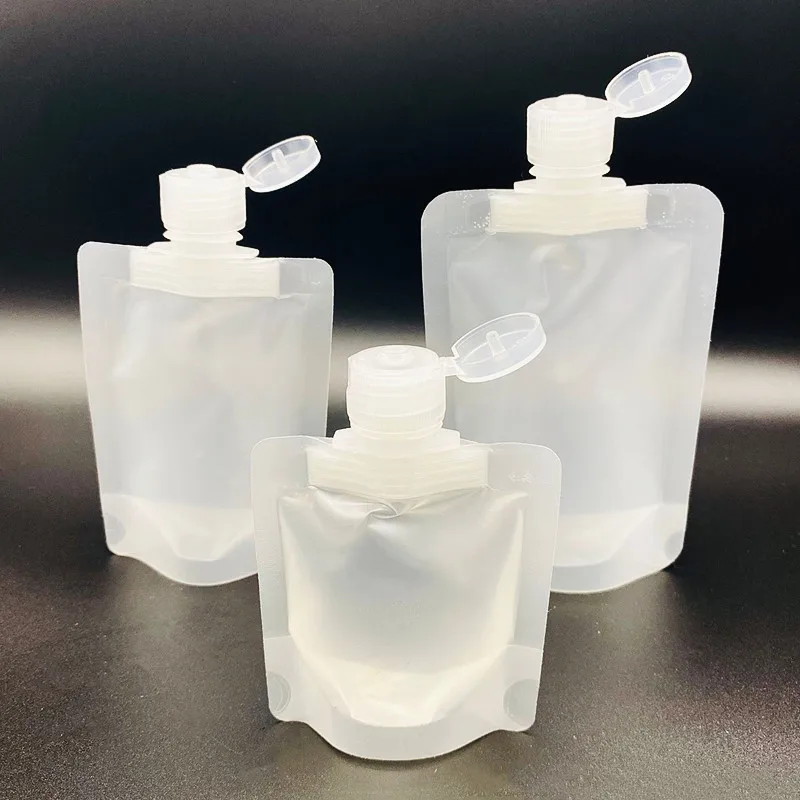 

50PCS 30ML~300ML Frosted Plastic Spout Travel Sub Portable Bags Coffee Lotion Cleanser Body Wash Refined Oil Flip Over Pouches