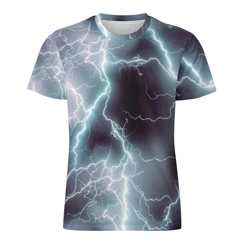 

New Fashion Summer Thunderbolt T Shirt Men Women Children Lightning Flash 3D Print T-shirt Boy Girl Kids Short Slevee Cool Tops