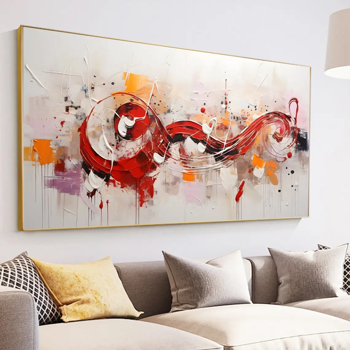 Abstract Music Notes Hand Oil Painting Creative Fantasy Art Mural Music Score Pentatonic Texture Painting Personalize Home Decor