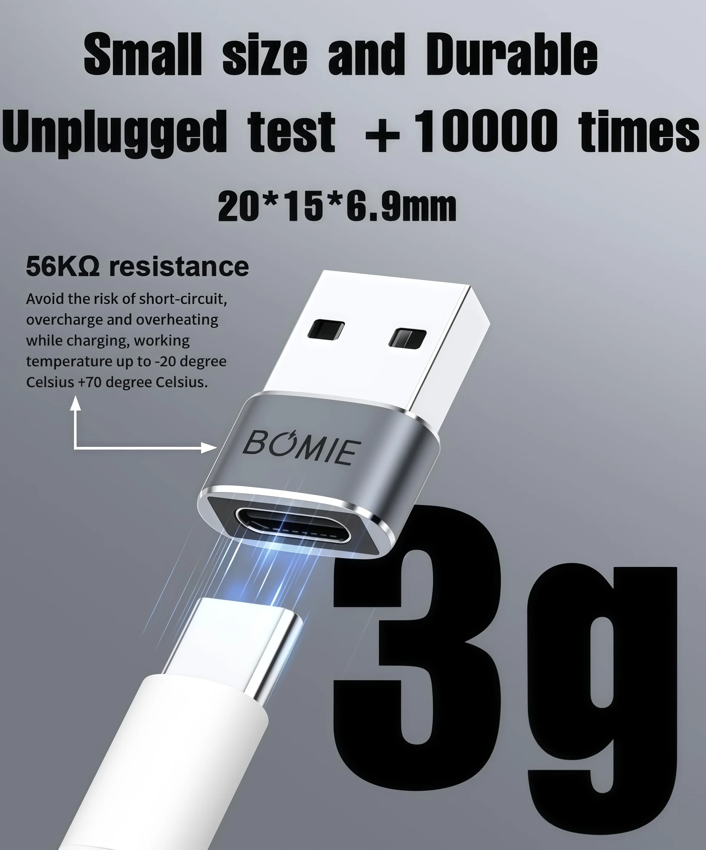 USB to USB C 어댑터 10개입, PD27W/66W QC100W 고속 충전 480Mbps 데이터 전송, USB C(여성) to USB A(남성) OTG 어댑터