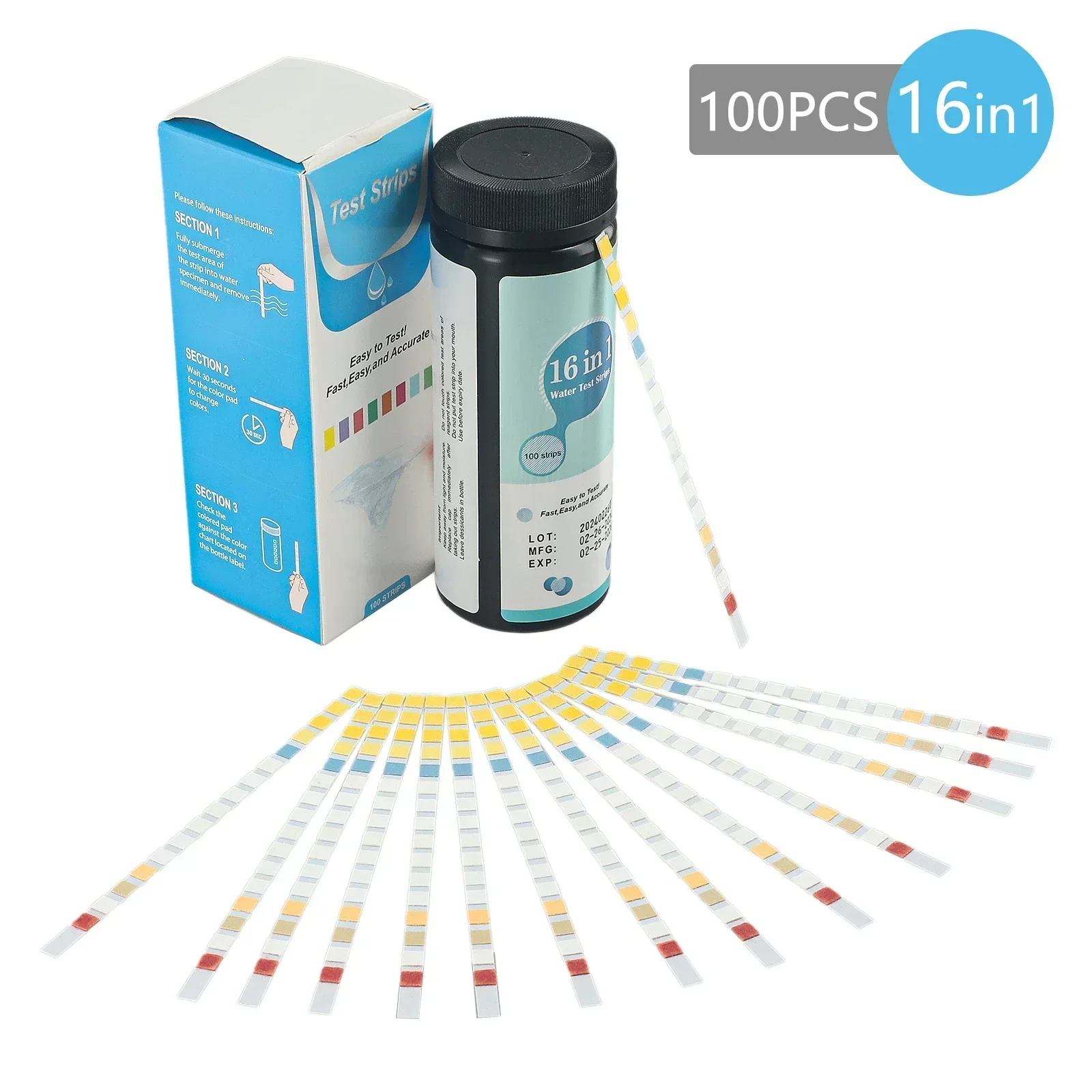 Water Tester Strips 16-In-1 Drinking Water Test Kit Home Water Quality Test Swimming Pools Spa Nitrate Nitrite PH Hardness