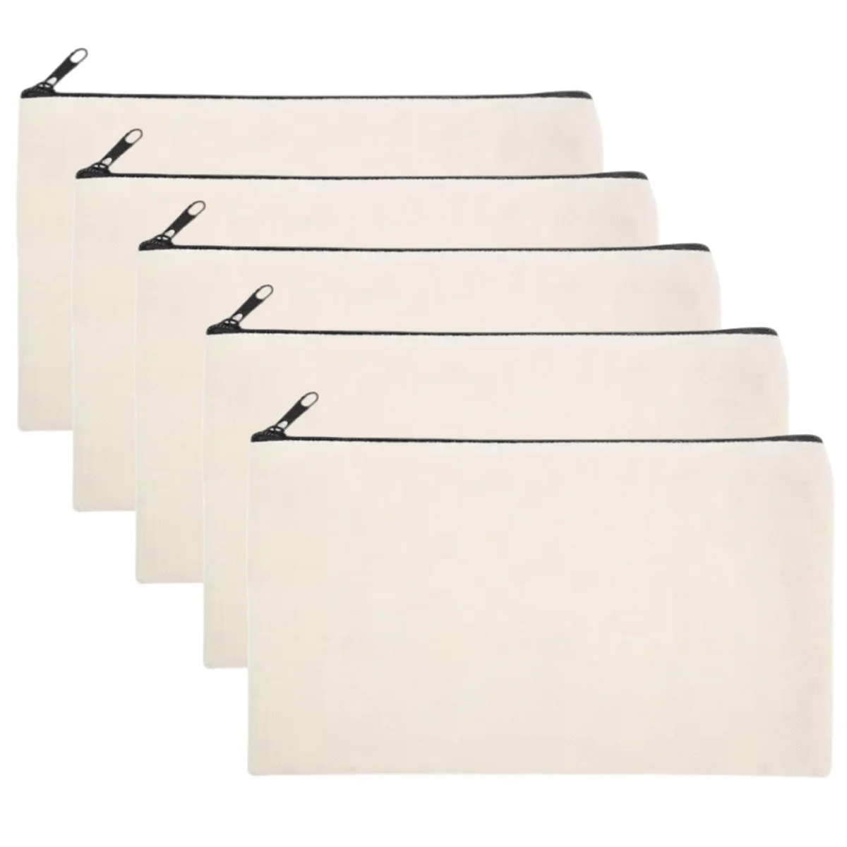 1-10 قطعة حقيبة قماش فارغة بسحاب ، حقيبة مستحضرات...