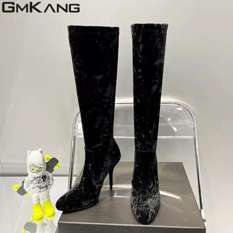 Super High Heels Thigh High Boots Woman Pointed Toe Runway Shoes Women Stiletto Long Boots Platform Over The Knee Boots Women