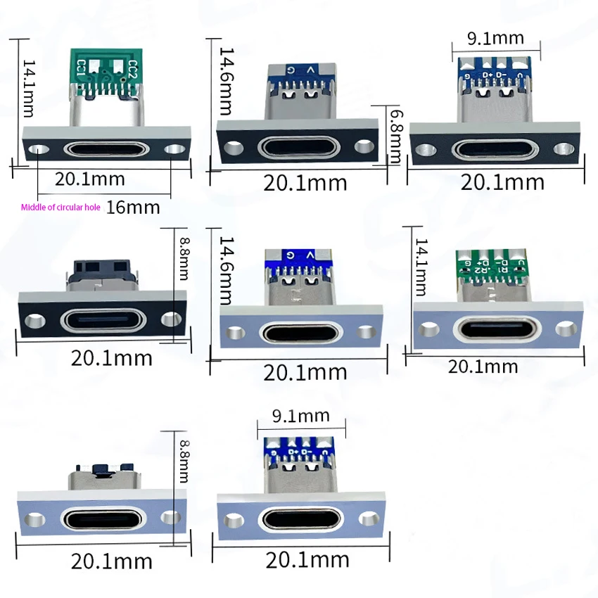 

1-10pcs USB 3.1 Type C Socket With Screw fixing plate Type-C USB Jack 3.1 Type-C 2Pin 4Pin 5Pin 6Pin Female Connector Jack