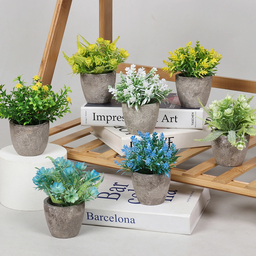 

Mini Green Simulation Plant Potted Combination Desktop Decoration Artificial Flower Pulp Pot Artificial Small Potted Plant