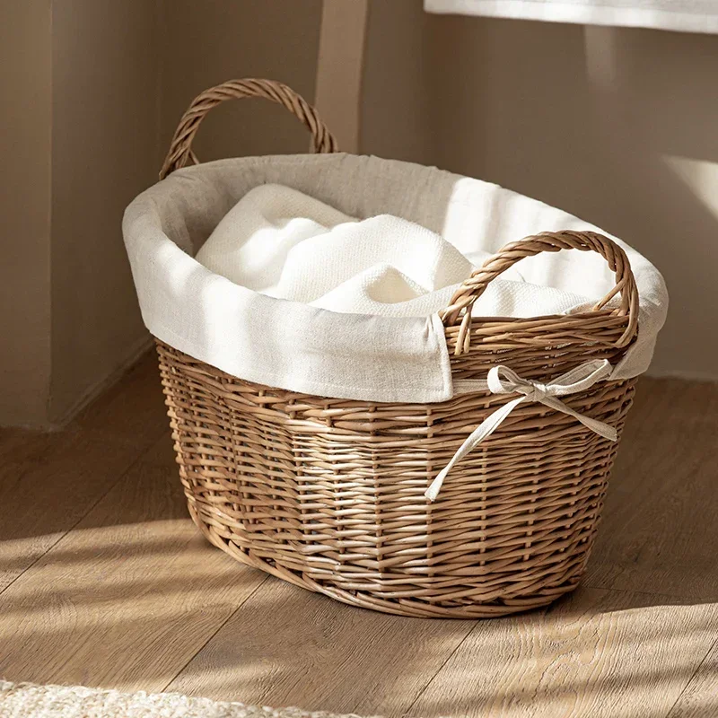 Deluxe Two-Sided Handle Wicker Basket, Willow Weaving Toy Basket, Versatile and Practical Clothes Storage Solution 3