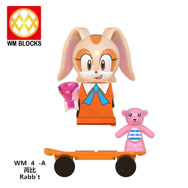 Cartoon Block Sonic Amy Rose Ray Storm Shadow Building Block Combination  Educational Toy Children's Action Diagram