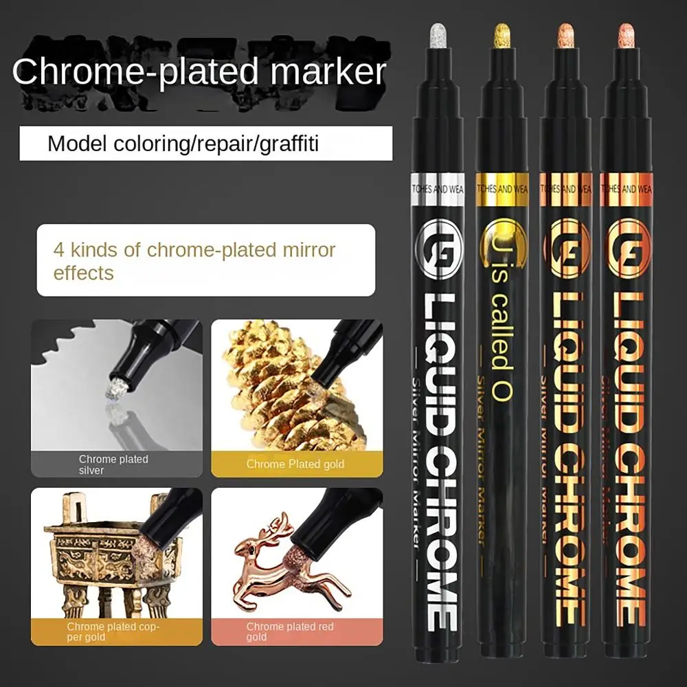 

1/2/3MM Chrome Mirror Marker Pen Convenient Graffiti Gold Silver Touch Up Marker Model Painting Model