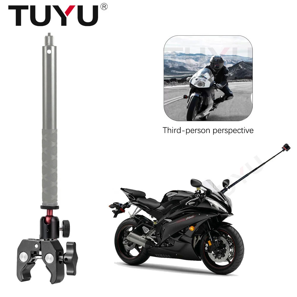 Tuyu-motocicleta 3rd Person View Invisible Selfie Stick Acessórios de Montagem Câmera Ram Gopro Max Hero 11 Insta360 One x3 x2 Oner