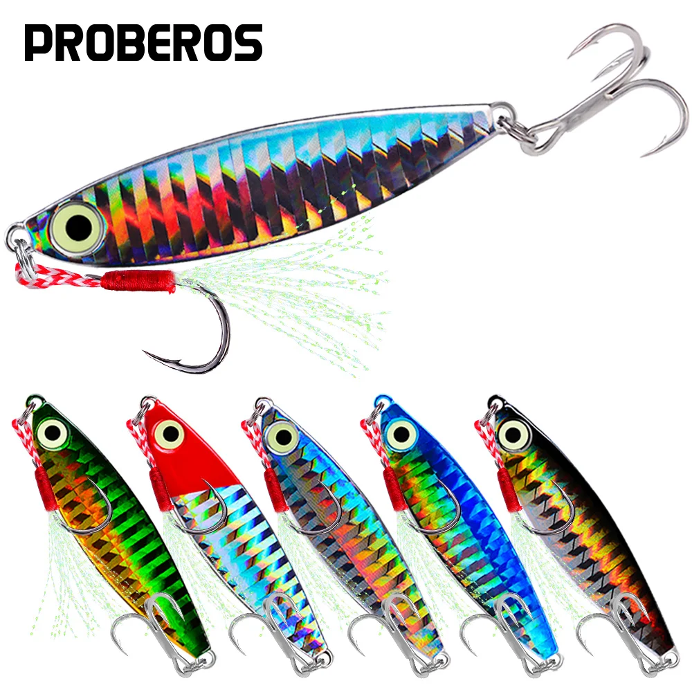 PROBEROS 5pcs/lot Jigging Lures 7g-10g-15g-20g Casting Fishing Artificial  Spoon Spinner Baits Hard Lures Jig Metal Fish