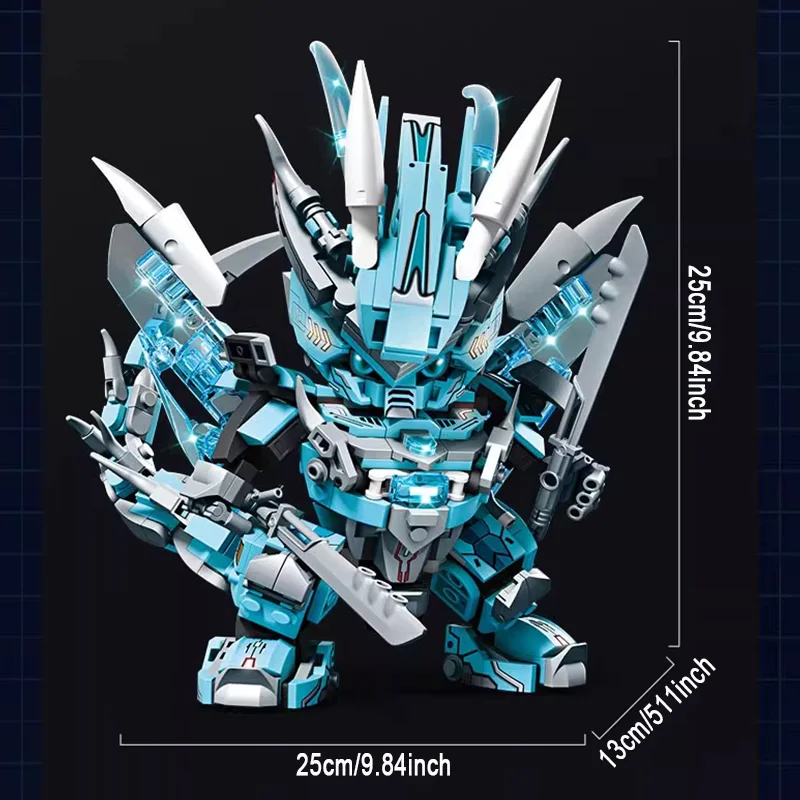 Superhero Mecha Building Blocks 2 in 1 Transforming Robot Blue Dragon Animal Bri