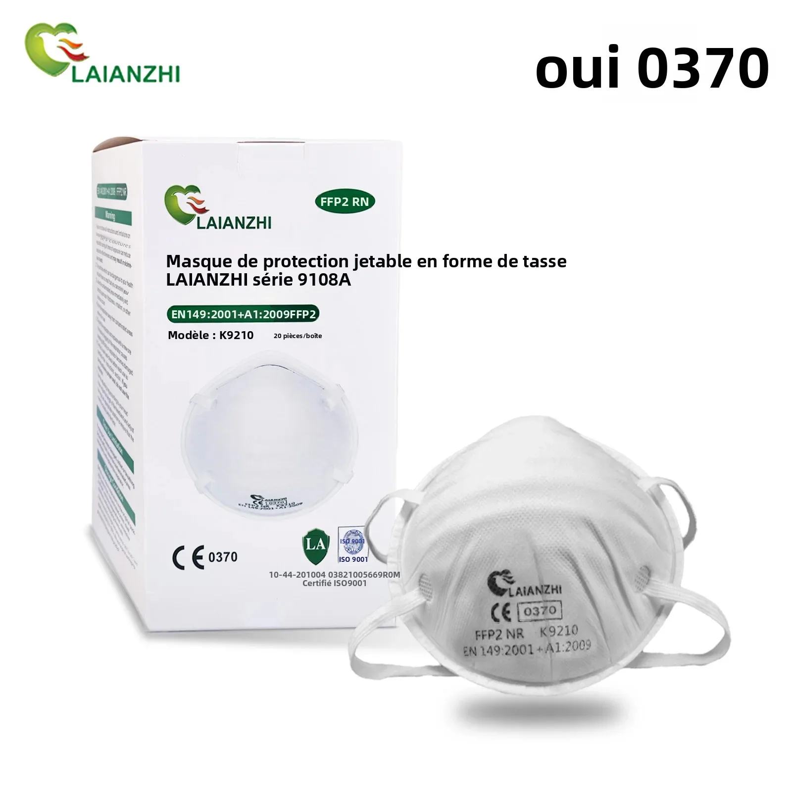 Lot de 20 masques FFP2 blancs certifiés CE - LAIANZHI