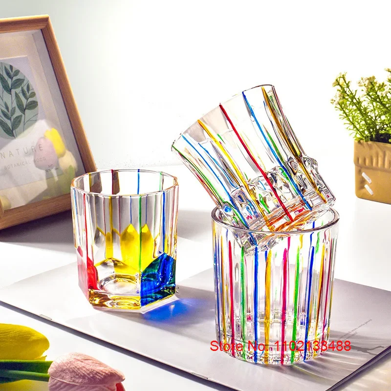 Colorful Rotating Whiskey Glass Germany Design Crystal Wine Glass Relieve Stress Ripple Brandy Tumbler Whisky Enjoy Cup Beer Mug
