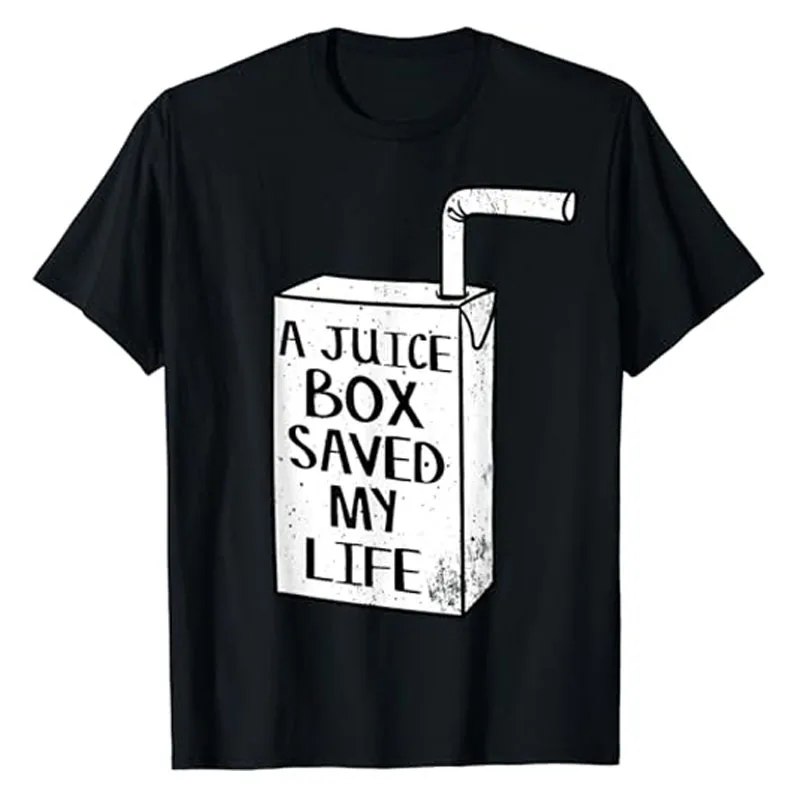 

A Juice Box Saved My Life Diabetes Awareness T-Shirt Fighting Diabetes Graphic Saying Tee Tops Humor Funny Short Sleeve Costume