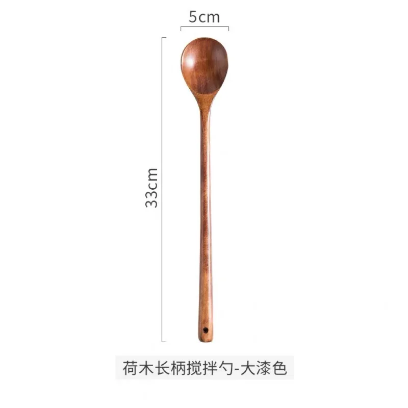 Description Picture 6 of itemLong Wooden Stirring Spoon Natural Wood Soup Tableware Cooking Honey Coffee Spoon Mixing Spoon