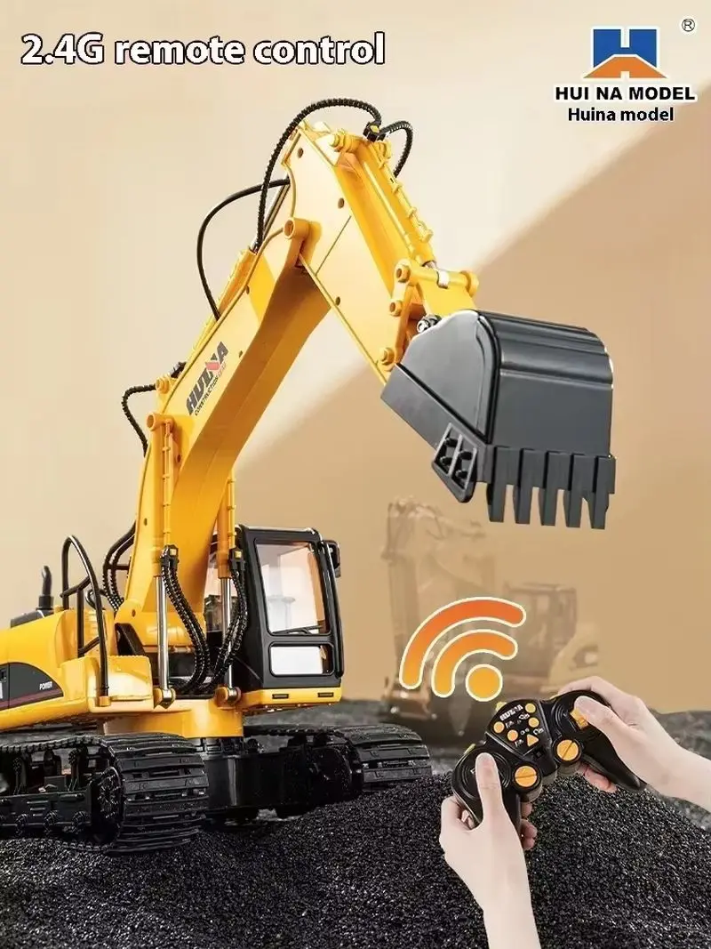 2024 spot simulation multifunctional excavator construction vehicle with 12 channels and 3 working heads, children's toy gift 5